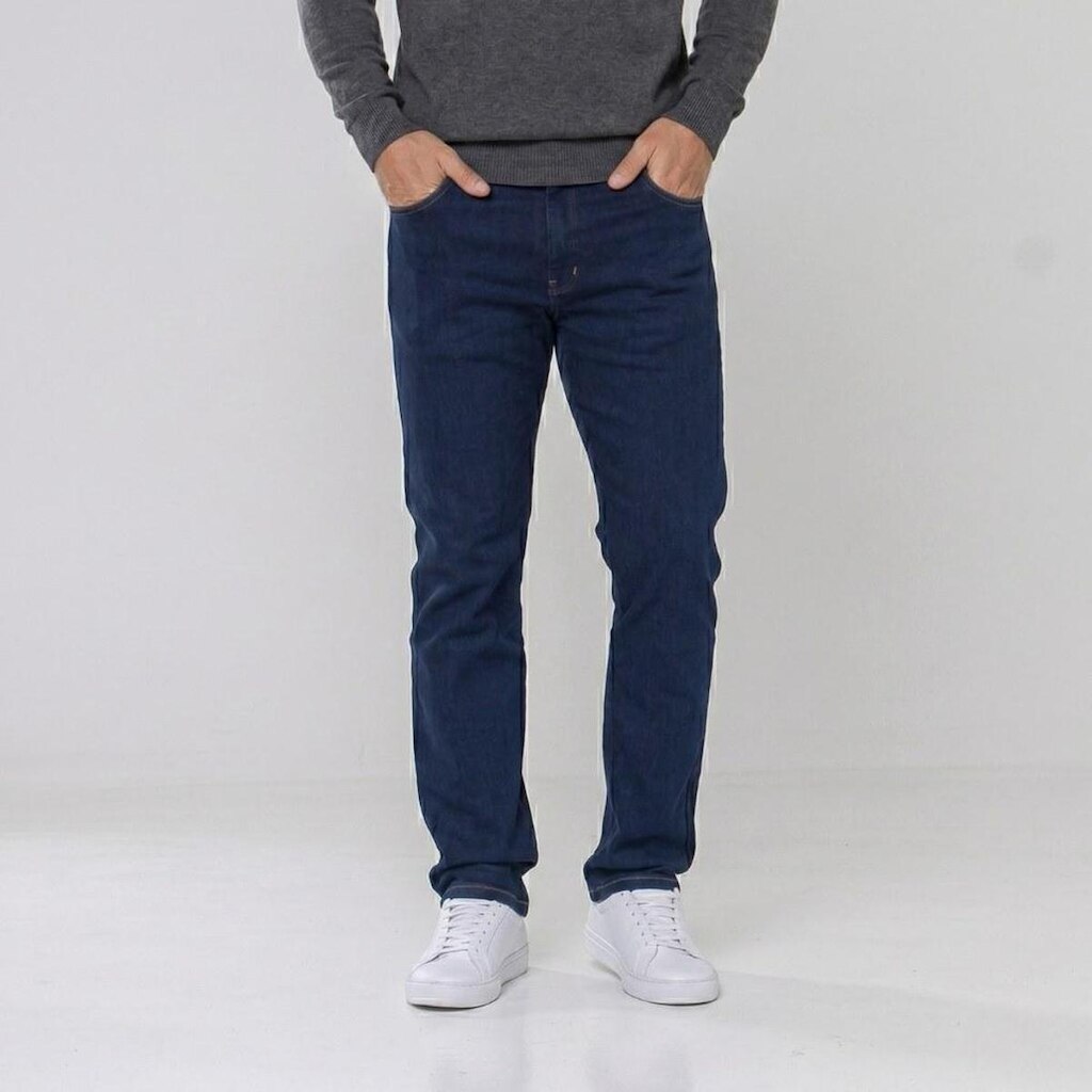 Calça Jeans Masculina Básica Confort Azul Escuro Prs