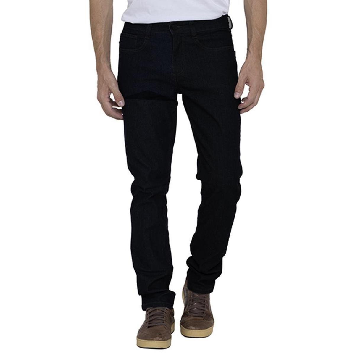 Calça Jeans Masculina Básica Reta Black - Preto Menor preço em Calça Jeans Masculina Básica Reta Black - Preto