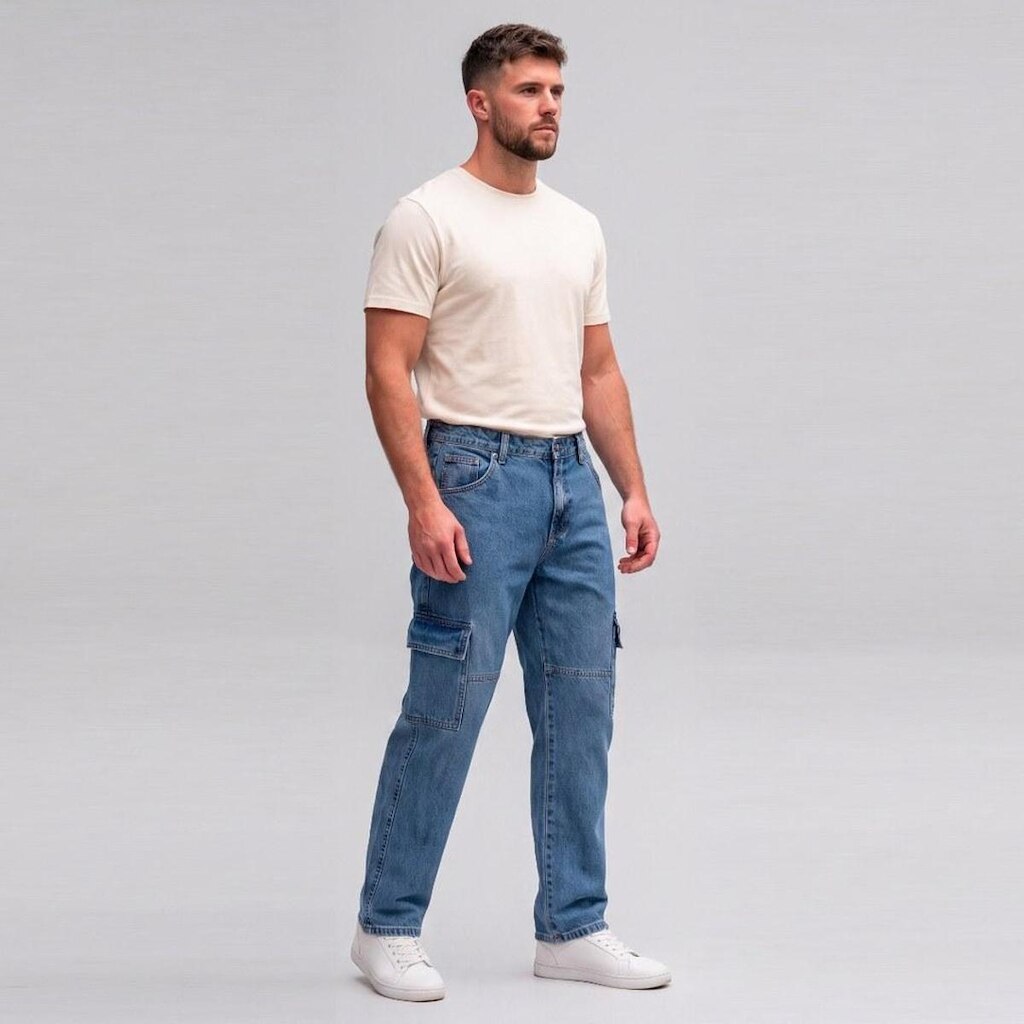 Calça Jeans Masculina Cargo Kult