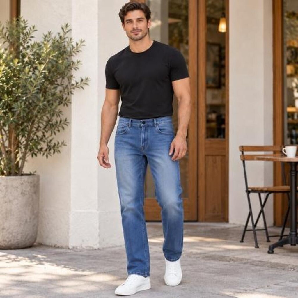 Calça Jeans Masculina Enrico Rossi Reta 5 Bolsos