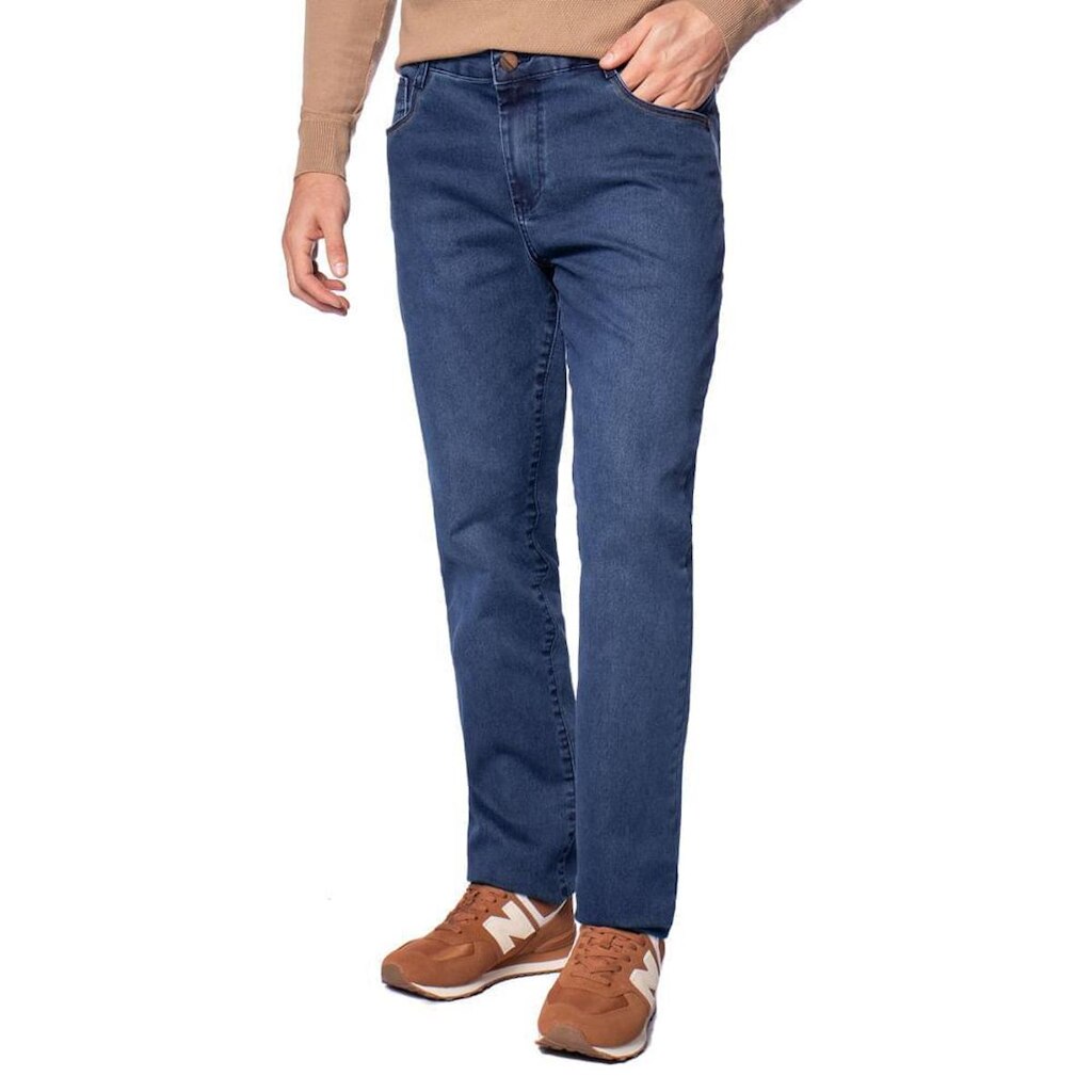 Calça Jeans Masculina Pitt Slim Fit Casual Azul Escuro