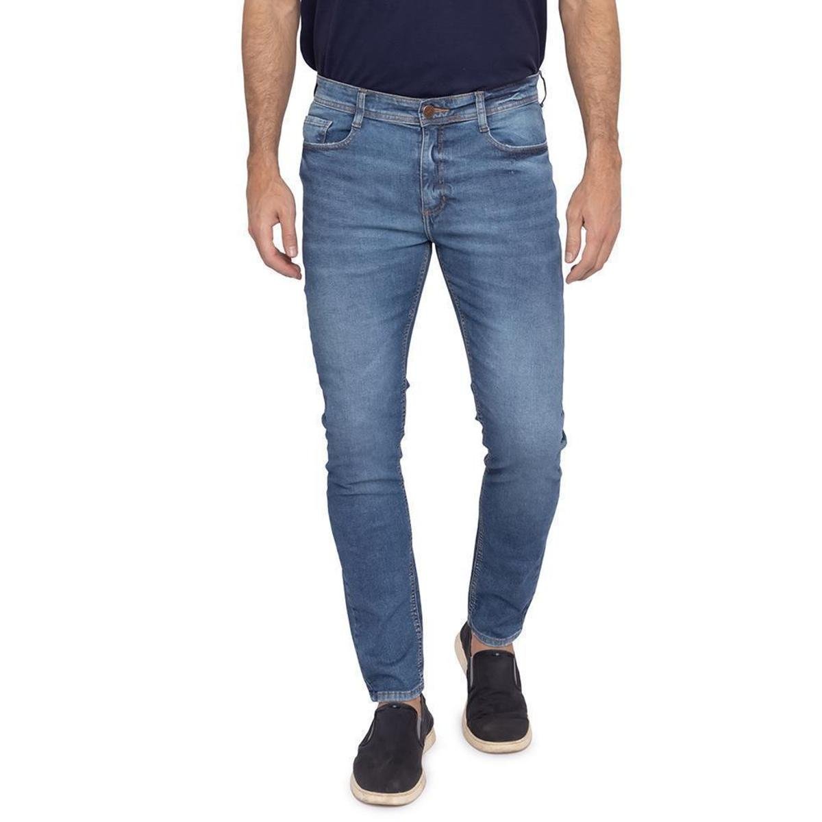 Calça Jeans Masculina Skinny Básica Lisa Índigo Menor preço em Calça Jeans Masculina Skinny Básica Lisa Índigo