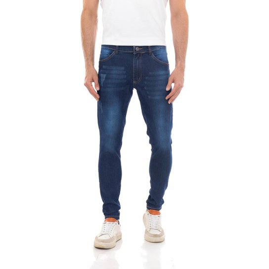 Calça jeans Masculina Skinny Premium Puídos II Fashion - Azul