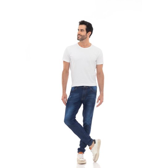 Calça jeans Masculina Skinny Premium Puídos II Fashion - Azul