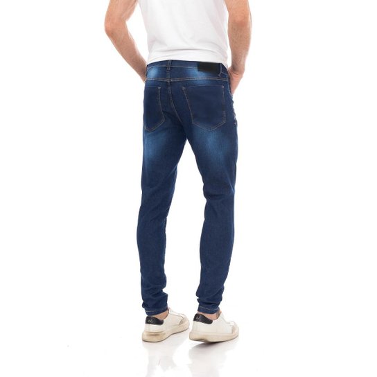 Calça jeans Masculina Skinny Premium Puídos II Fashion - Azul