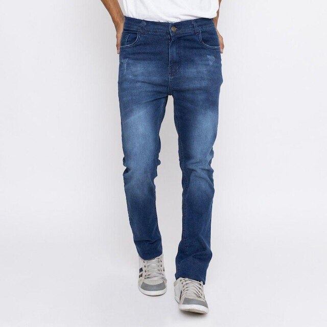 Calça Jeans Masculina Tradicional Lavagem Médio Premium Versatti Eslovénia