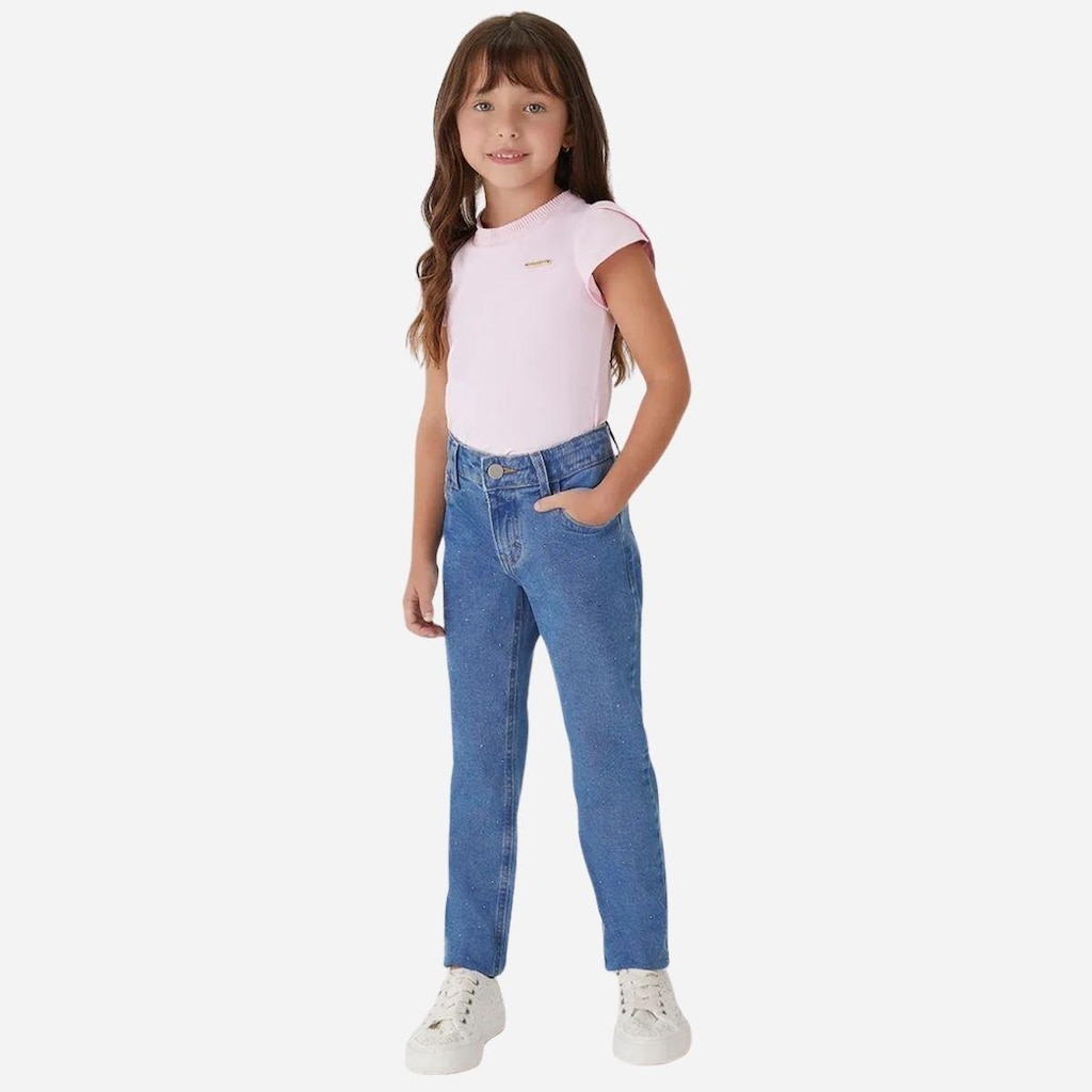 Calça Jeans Menina Strass Jeans Com Elastano - Malwee