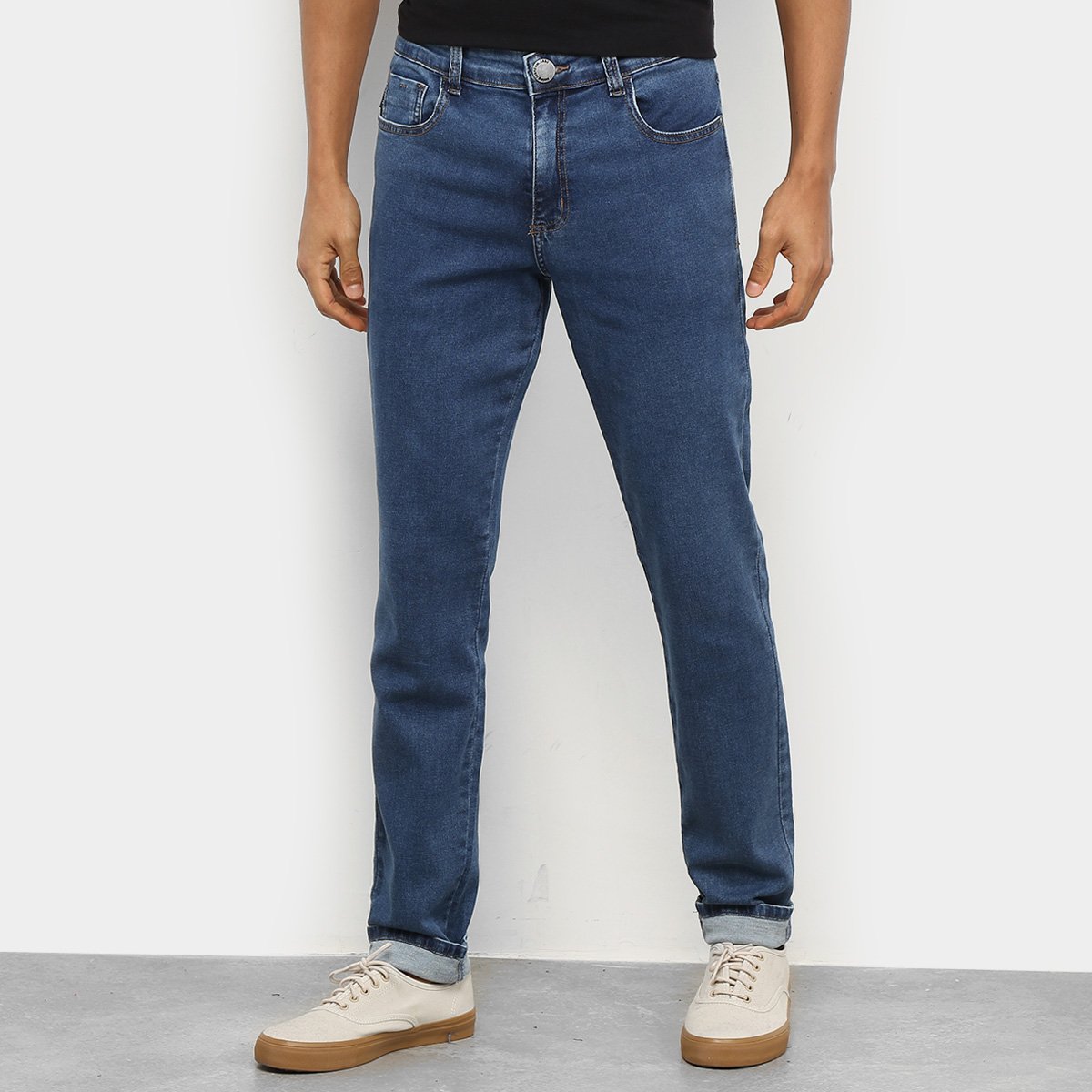 Calça Jeans Moletom Hering Masculina - Azul+Preto Menor preço em Calça Jeans Moletom Hering Masculina - Azul+Preto