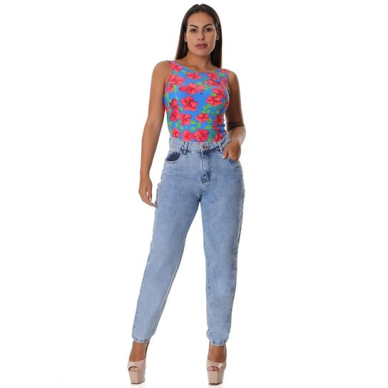 Calça jeans mom - 266143 Feminina - Azul