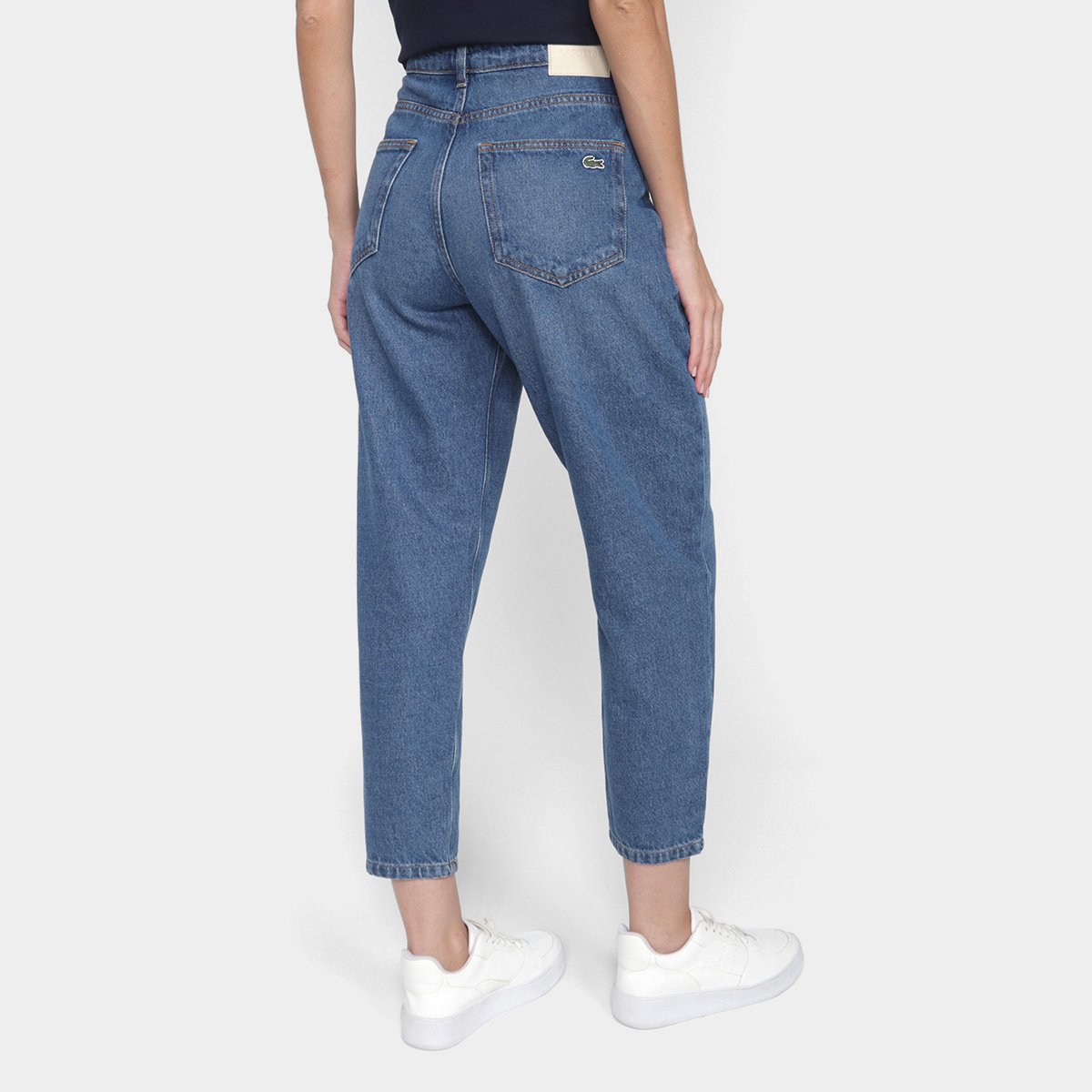Calça Jeans Mom Lacoste Cintura Alta Feminina Zattini