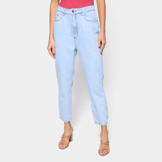 Calça Jeans Mom Lança Perfume Feminina - Azul Claro