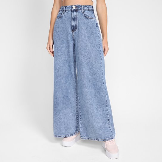 Calça Jeans Pantalona Colcci Cintura Alta Feminina - Azul