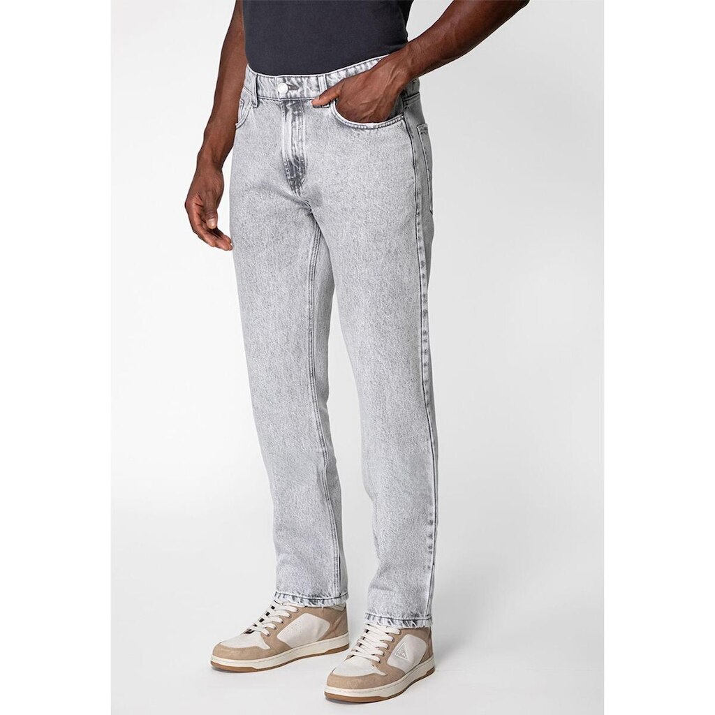 Calça Jeans Regular Straight Cinza Claro