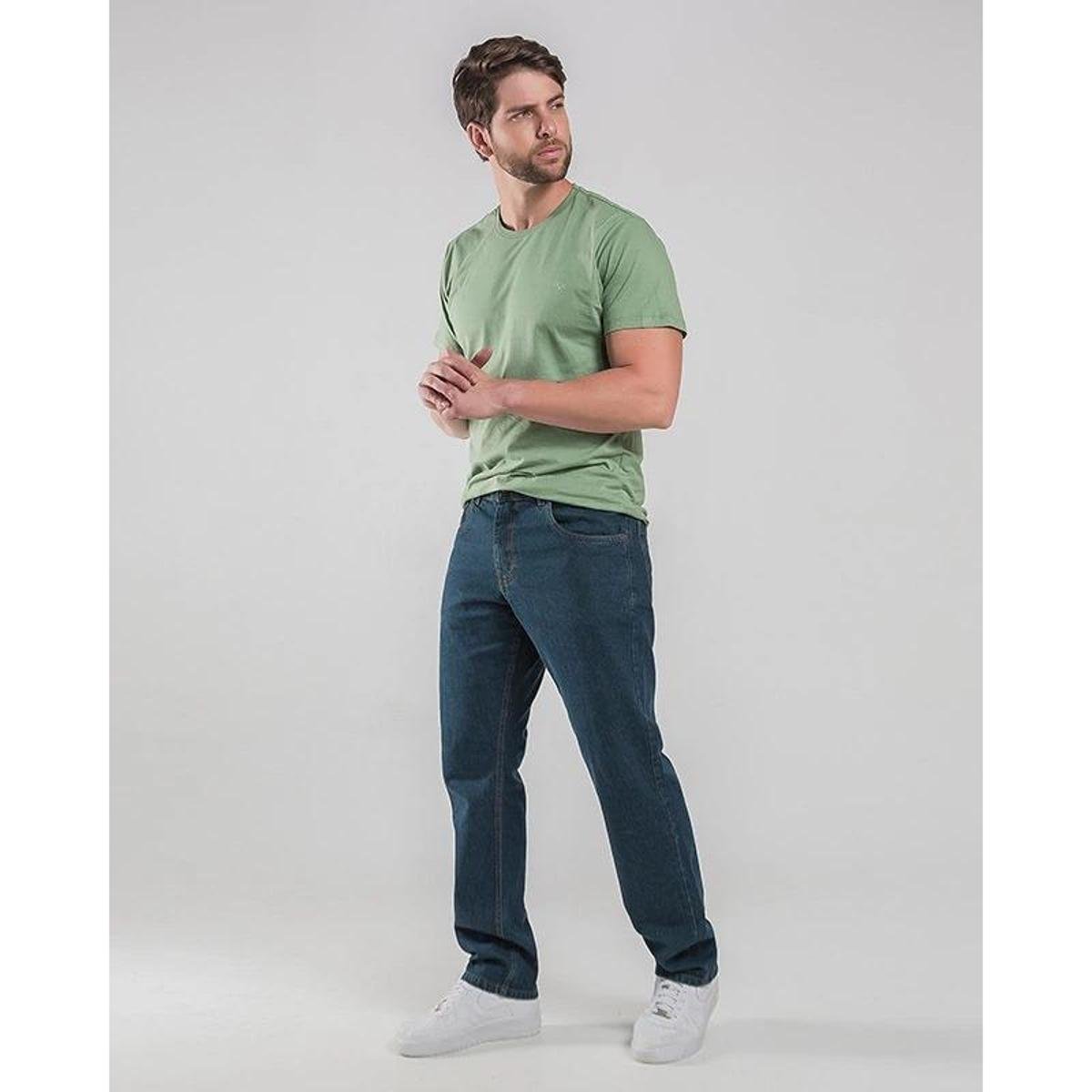 Calça Jeans Reta - Azul Menor preço em Calça Jeans Reta - Azul