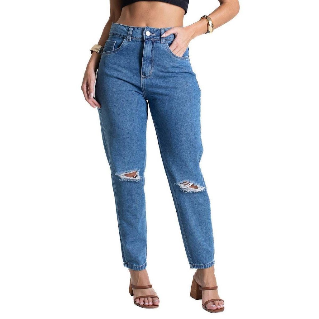 Calça Jeans Sawary Mom - 282336 - Azul 46