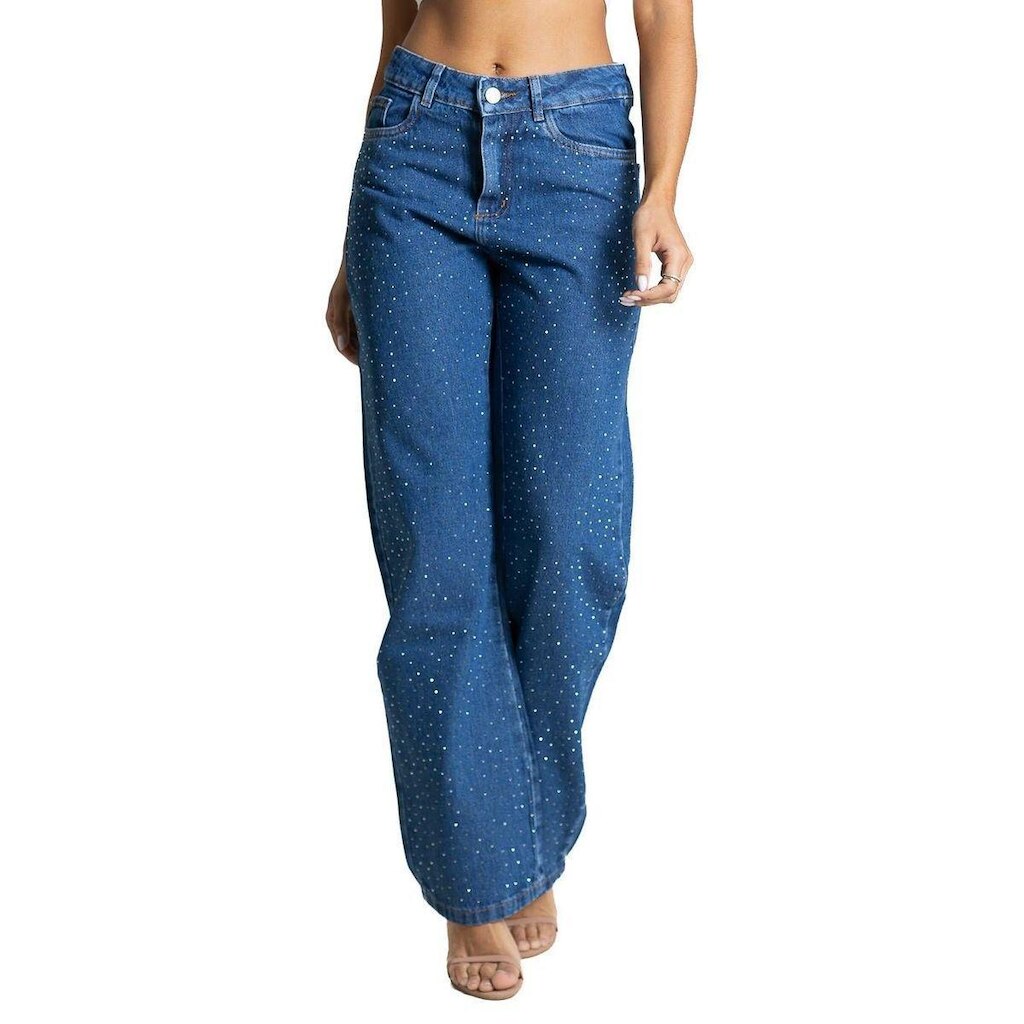Calça Jeans Sawary Reta Brilho - 284000 - Azul médio 46