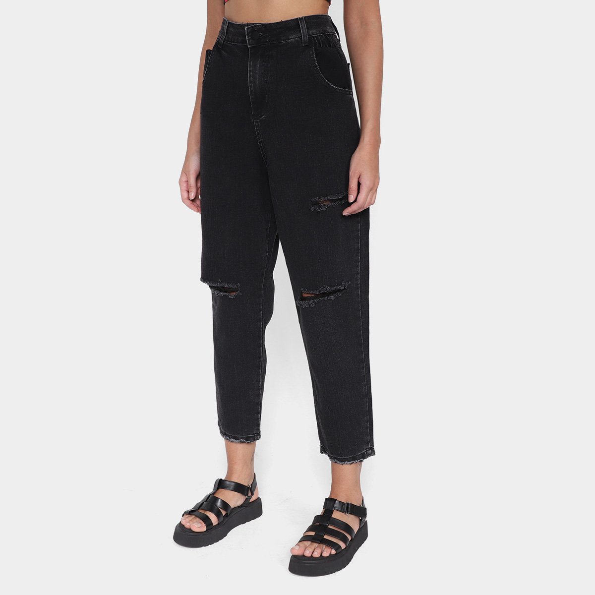 Calça Jeans Sawary Slouchy Elastano Feminina Menor preço em Calça Jeans Sawary Slouchy Elastano Feminina