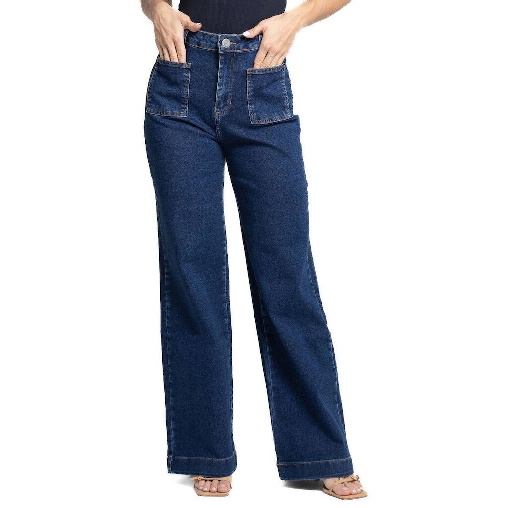 Calça Jeans Sawary Wide Leg - 282067 - Azul médio 38