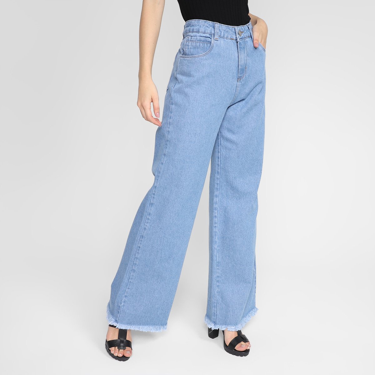 Calça Jeans Sawary Wide Leg Barra Desfiada Feminina - Azul é ruim? Calça Jeans Sawary Wide Leg Barra Desfiada Feminina - Azul é boa?
