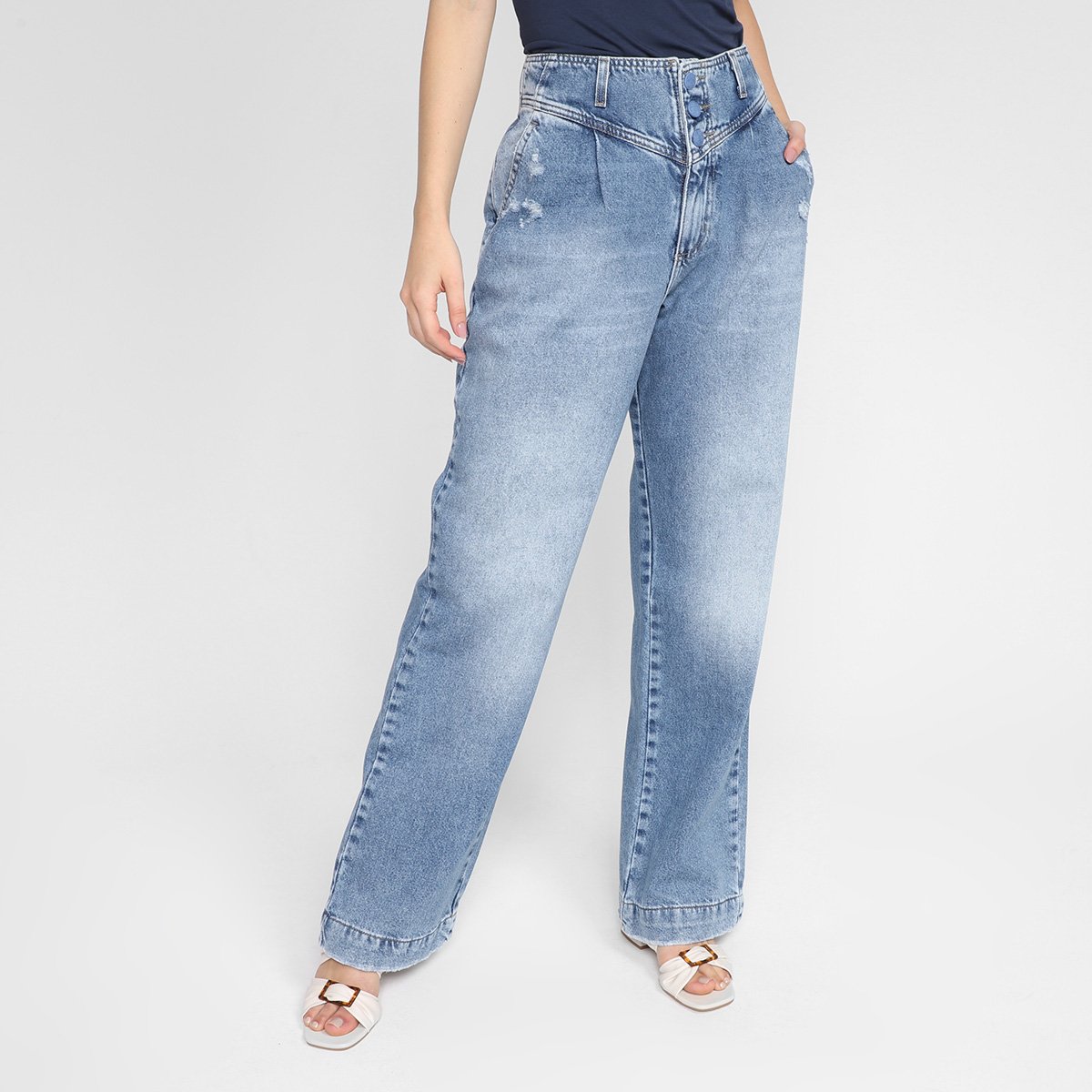 Calça Jeans Sawary Wide Leg Feminina - Azul é ruim? Calça Jeans Sawary Wide Leg Feminina - Azul é boa?