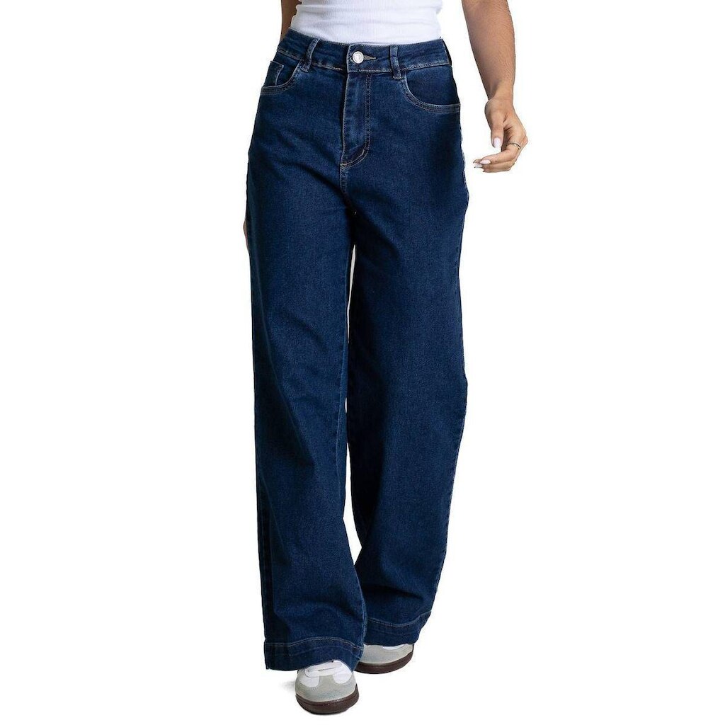 Calça Jeans Sawary Wide Leg Petit - 284318 - Azul escuro 42