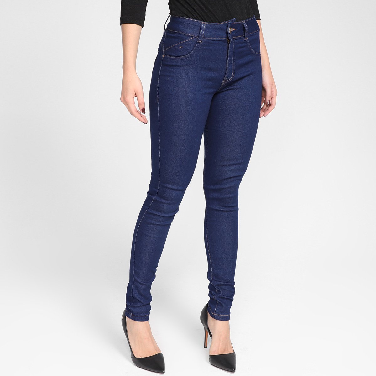 Calça Jeans Skinny Biotipo Cintura Média Feminina - Marinho Menor preço em Calça Jeans Skinny Biotipo Cintura Média Feminina - Marinho
