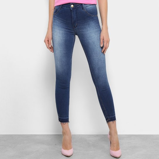 Calça Jeans Skinny Biotipo Melissa Cintura Média Soft Feminina - Azul
