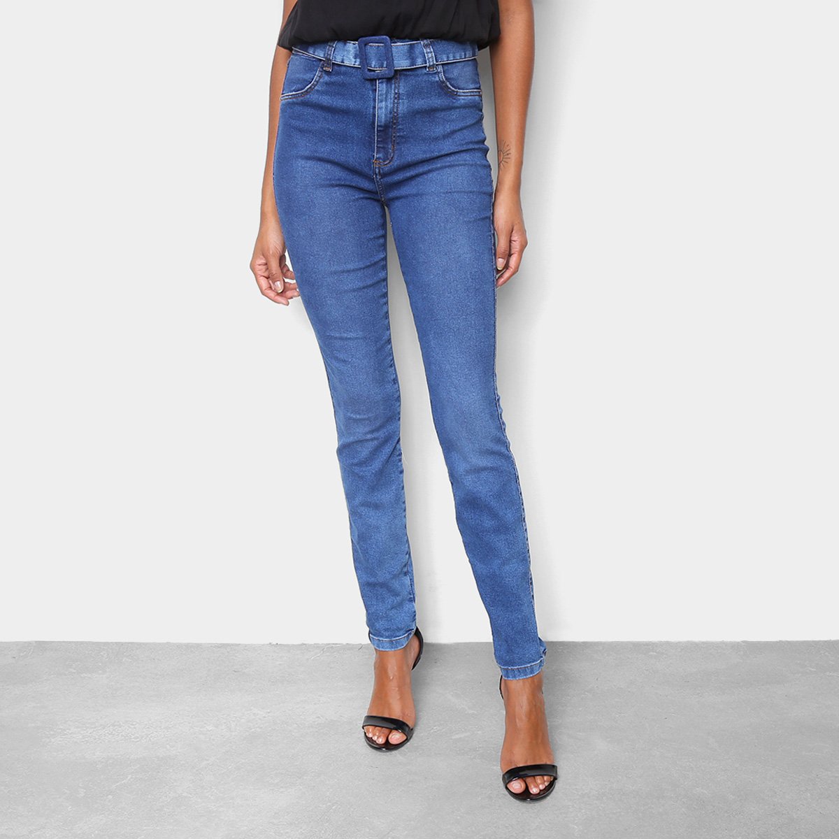 calça jeans skinny feminina cintura alta