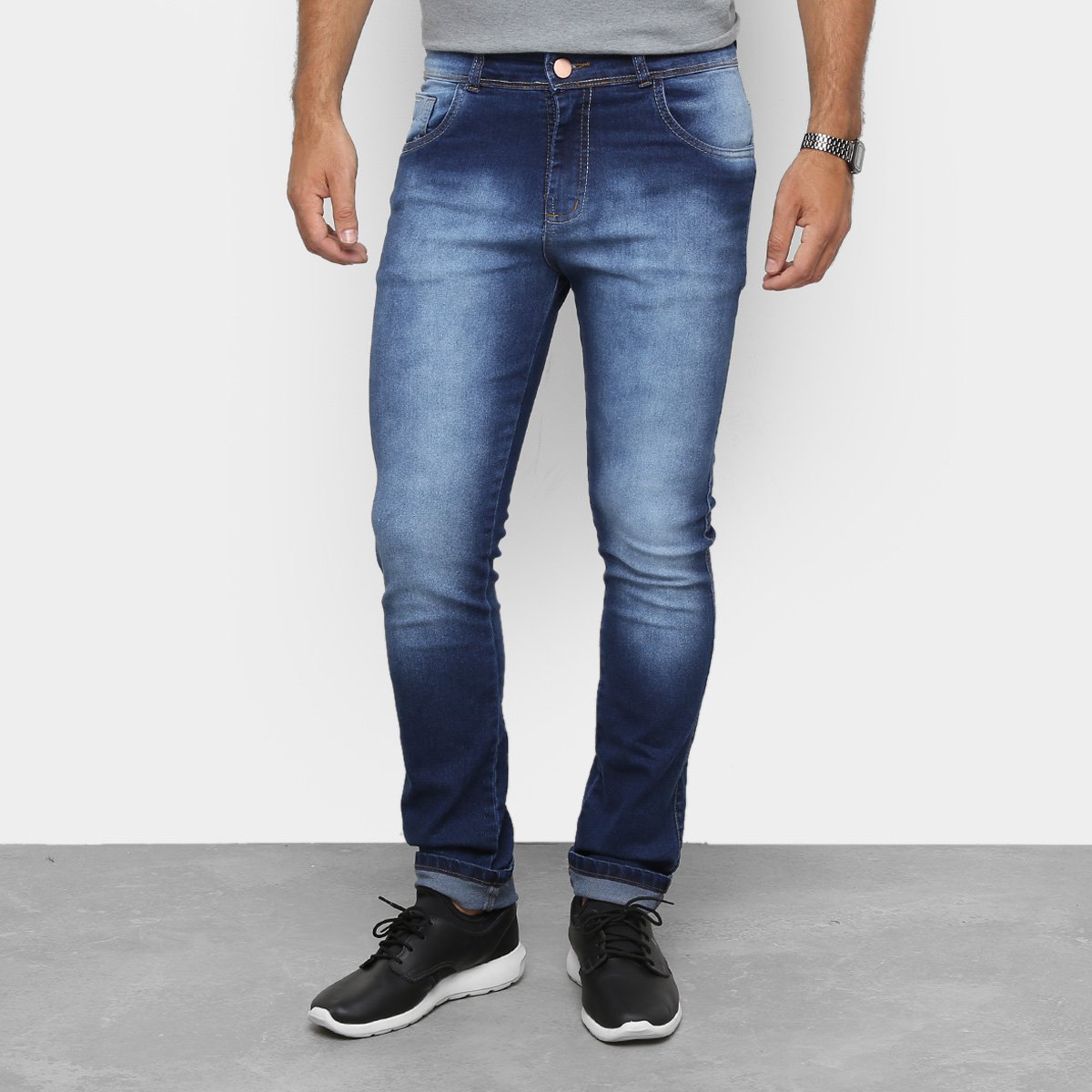 Calça Jeans Skinny Coffee Destroyed Masculina - Jeans Menor preço em Calça Jeans Skinny Coffee Destroyed Masculina - Jeans