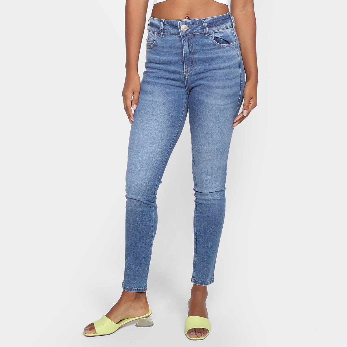 Calça Jeans Skinny Colcci Bia Cintura Alta Feminina - Azul Menor preço em Calça Jeans Skinny Colcci Bia Cintura Alta Feminina - Azul