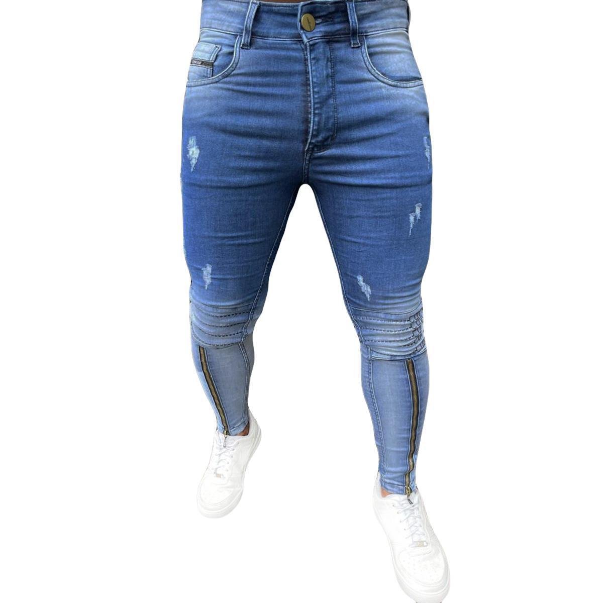 Calça Jeans Skinny Com Zíper Frontal Na Canela Masculina Zattini