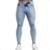 Calça Jeans Skinny Destroyed Com Corte Devore Botão Branco - Azul Claro
