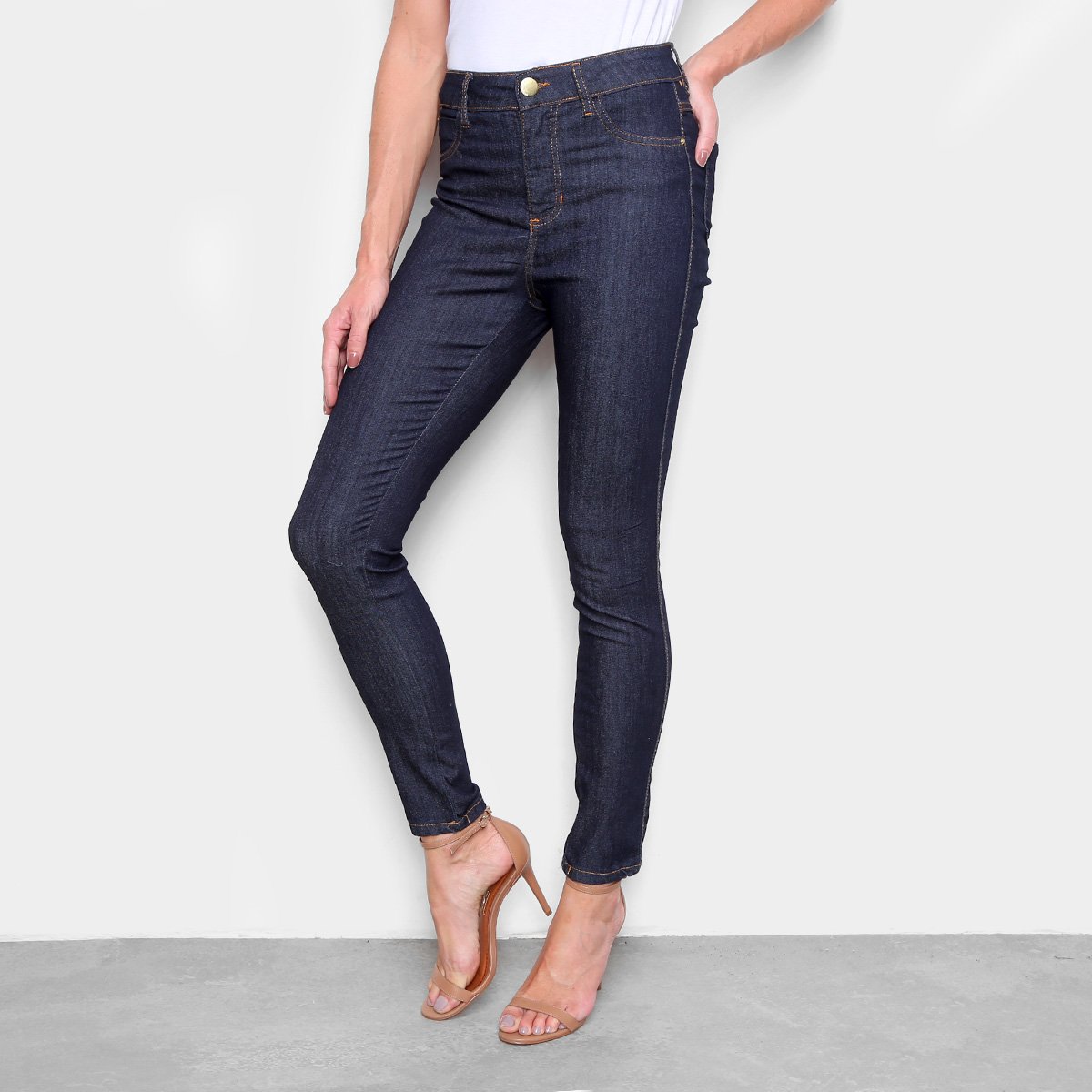 Calça Jeans Skinny Ecxo Lisa Feminina - Marinho Menor preço em Calça Jeans Skinny Ecxo Lisa Feminina - Marinho