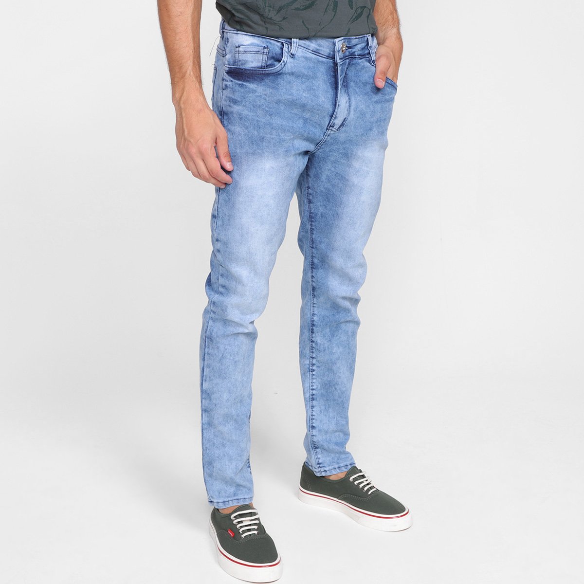 Calça Jeans Skinny Evidence Masculina - Azul Claro Menor preço em Calça Jeans Skinny Evidence Masculina - Azul Claro