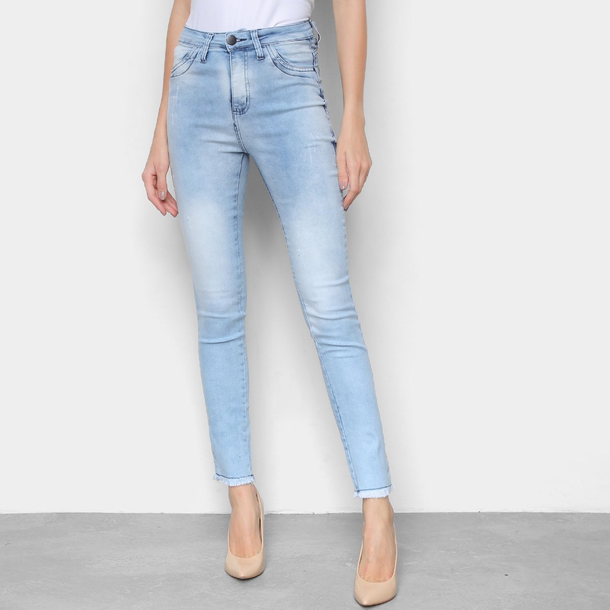 Calça Jeans Skinny Exco Cintura Média Feminina - Azul Menor preço em Calça Jeans Skinny Exco Cintura Média Feminina - Azul
