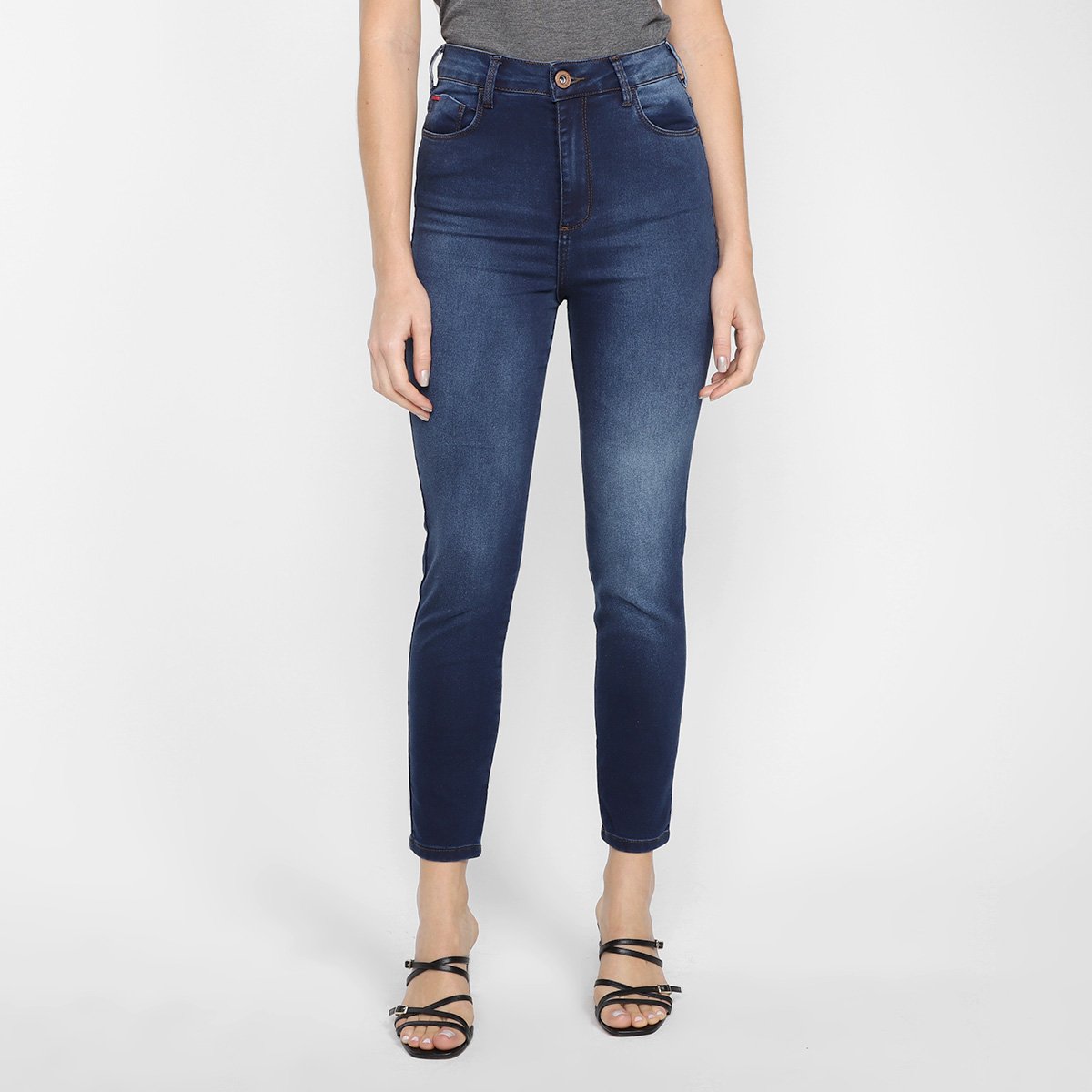 Calça Jeans Skinny Forum Cropped Cintura Alta Feminina - Azul Menor preço em Calça Jeans Skinny Forum Cropped Cintura Alta Feminina - Azul