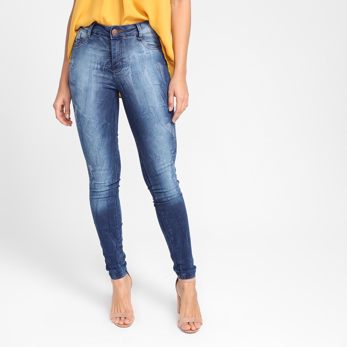 Calça Jeans Skinny Grifle Cintura Média Feminina - Azul é ruim? Calça Jeans Skinny Grifle Cintura Média Feminina - Azul é boa?