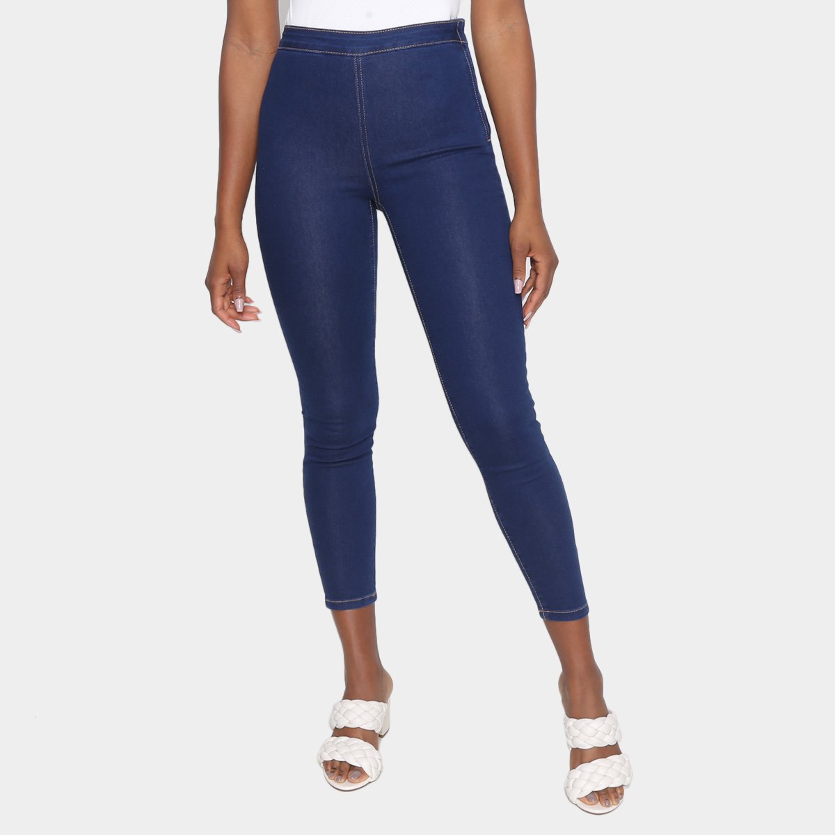 Calça Jeans Skinny Hering Lisa Cintura Média Feminina - Azul Menor preço em Calça Jeans Skinny Hering Lisa Cintura Média Feminina - Azul