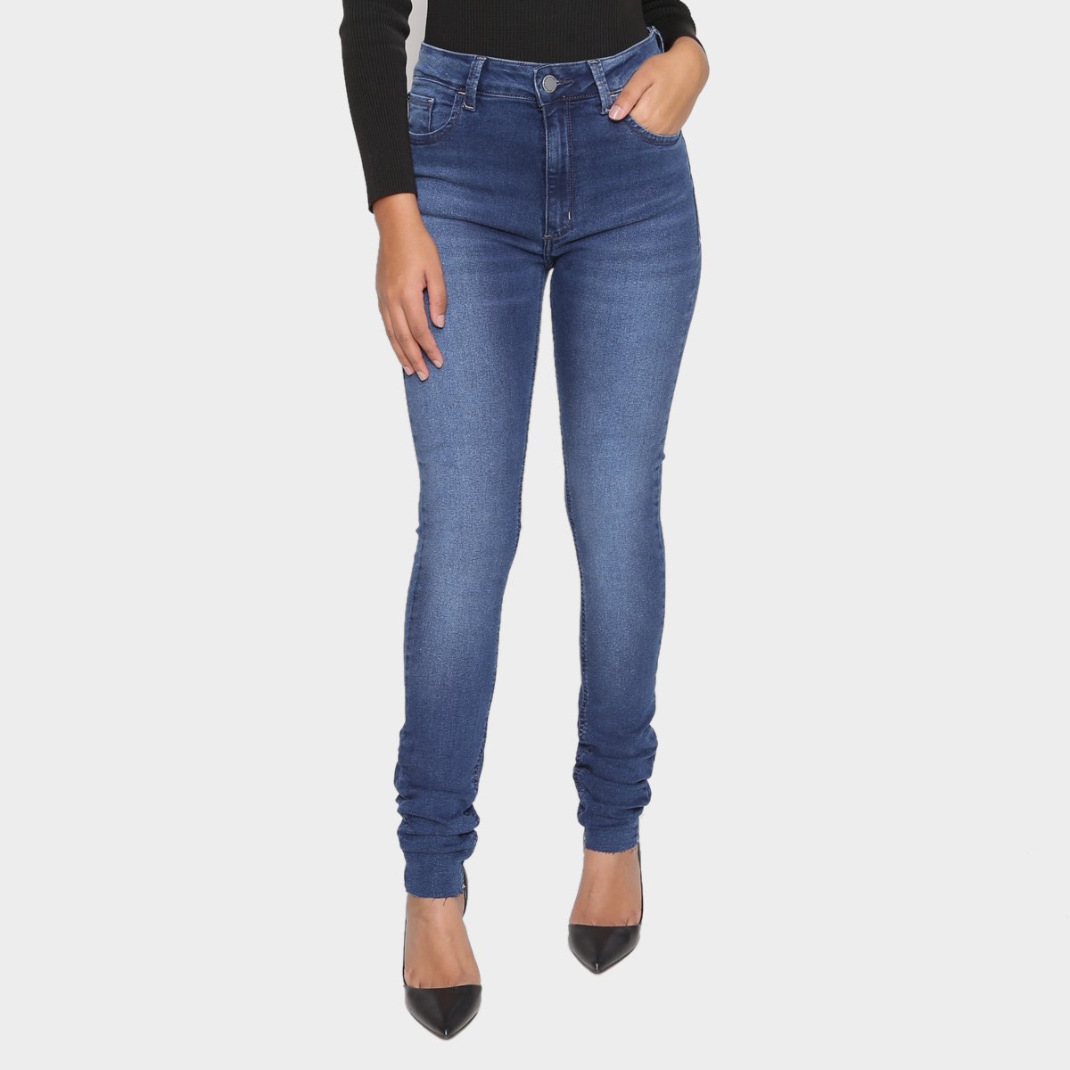 Calça Jeans Skinny John John Estonada Feminina - Azul Menor preço em Calça Jeans Skinny John John Estonada Feminina - Azul
