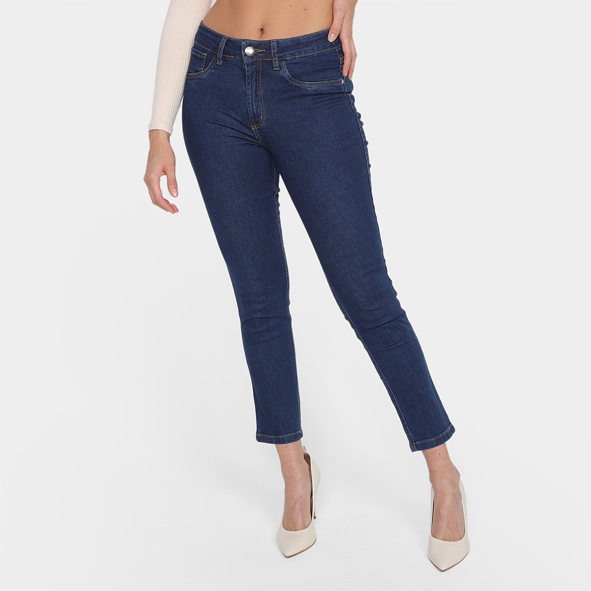 Calça Jeans Skinny Lança Perfume Diana Ankle High Cintura Média Feminina - Azul Petróleo Menor preço em Calça Jeans Skinny Lança Perfume Diana Ankle High Cintura Média Feminina - Azul Petróleo