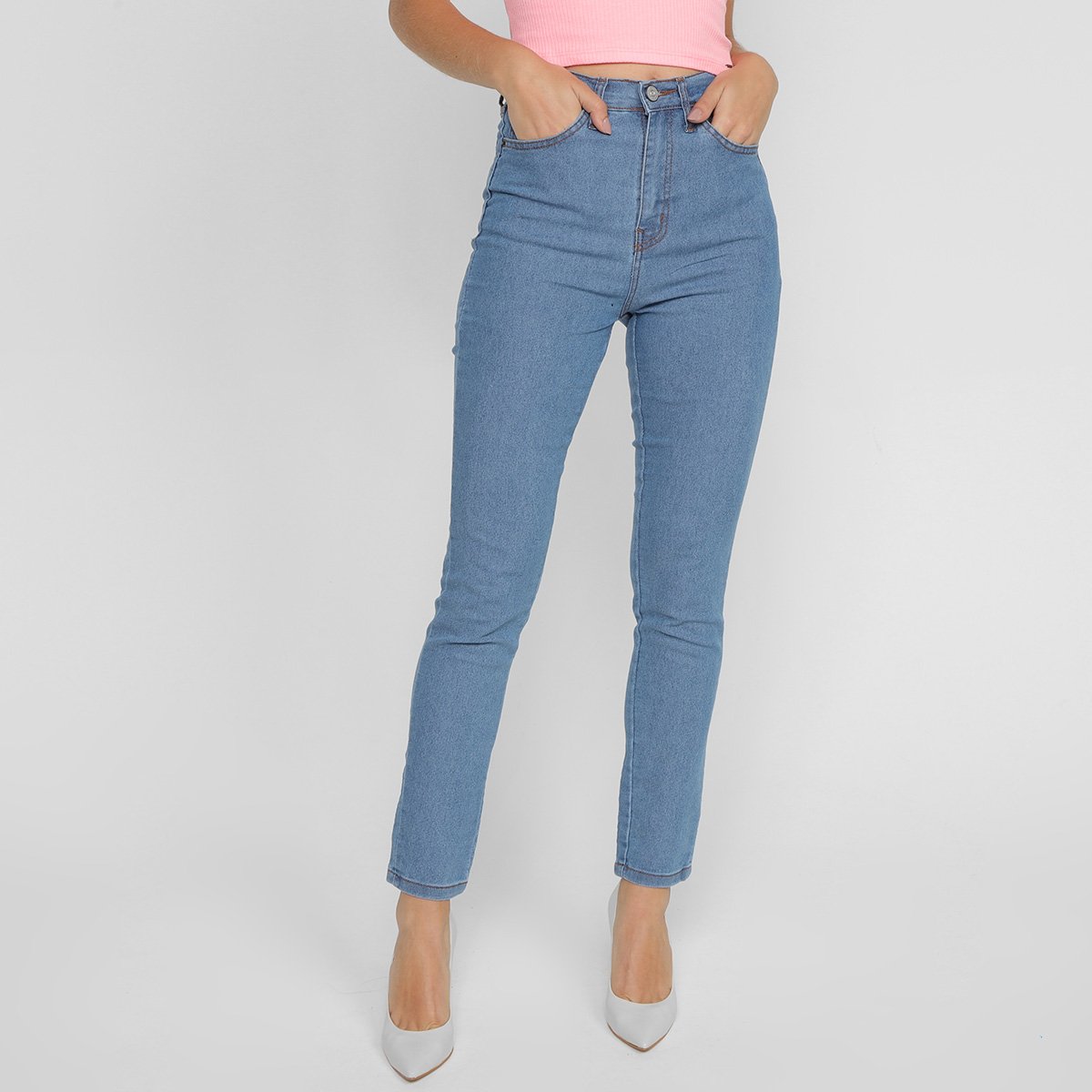 Calça Jeans Skinny Polo Wear Cintura Alta Feminina - Azul Claro Menor preço em Calça Jeans Skinny Polo Wear Cintura Alta Feminina - Azul Claro