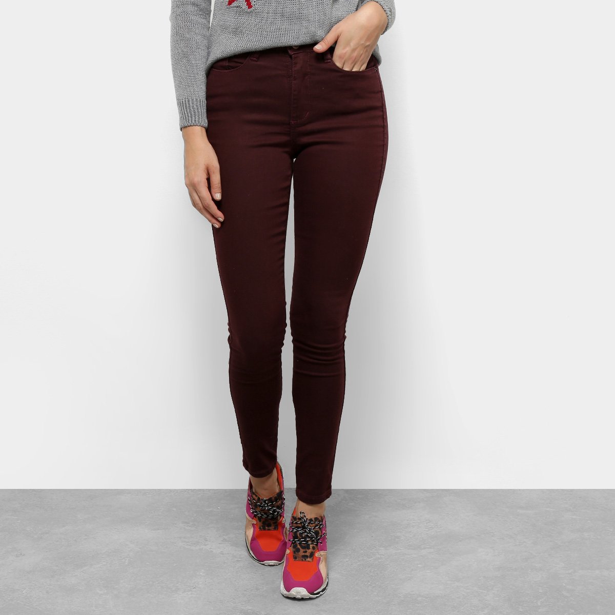 calça jeans vinho feminina cintura alta