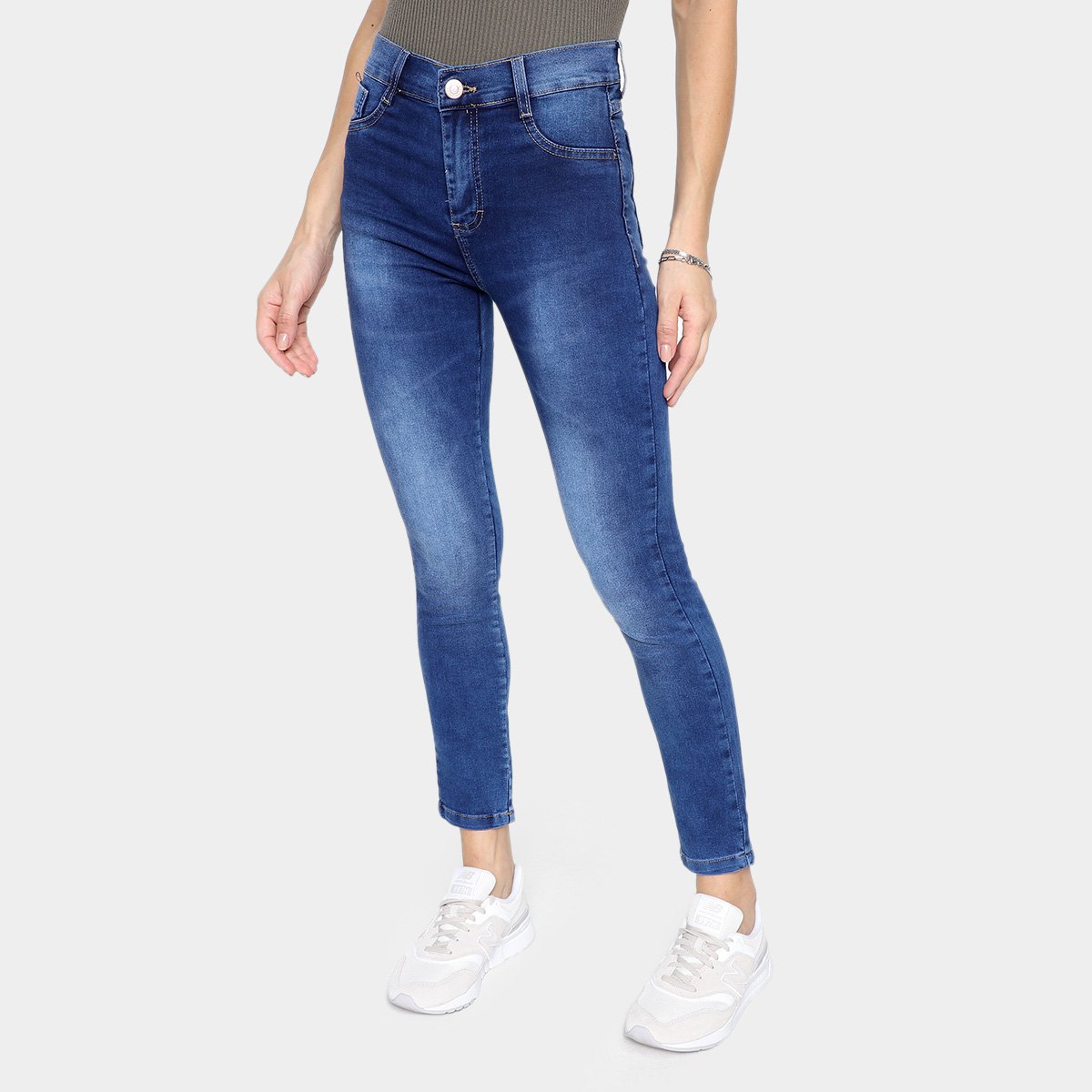 Calça Jeans Skinny Sawary Cintura Alta Feminina