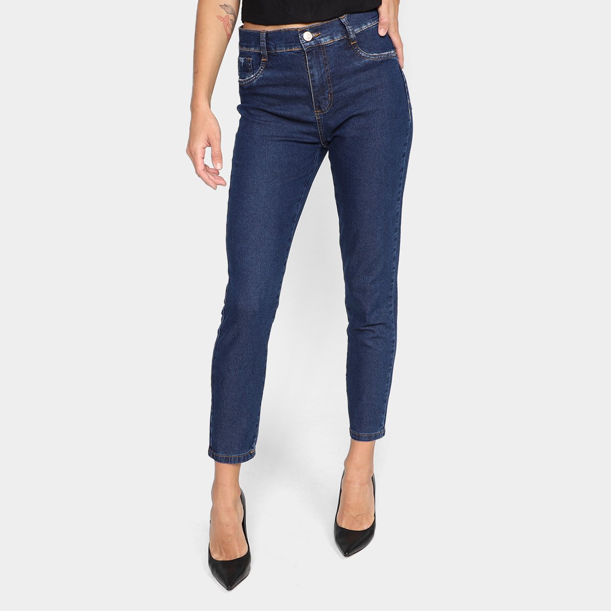 Calça Jeans Skinny Sawary Cintura Média Feminina - Marinho Menor preço em Calça Jeans Skinny Sawary Cintura Média Feminina - Marinho