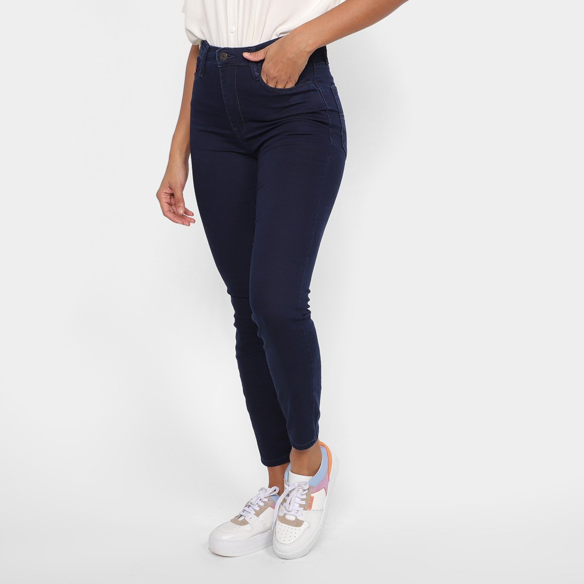 Calça Jeans Skinny Tommy Jeans Cintura Alta Feminina - Azul Menor preço em Calça Jeans Skinny Tommy Jeans Cintura Alta Feminina - Azul