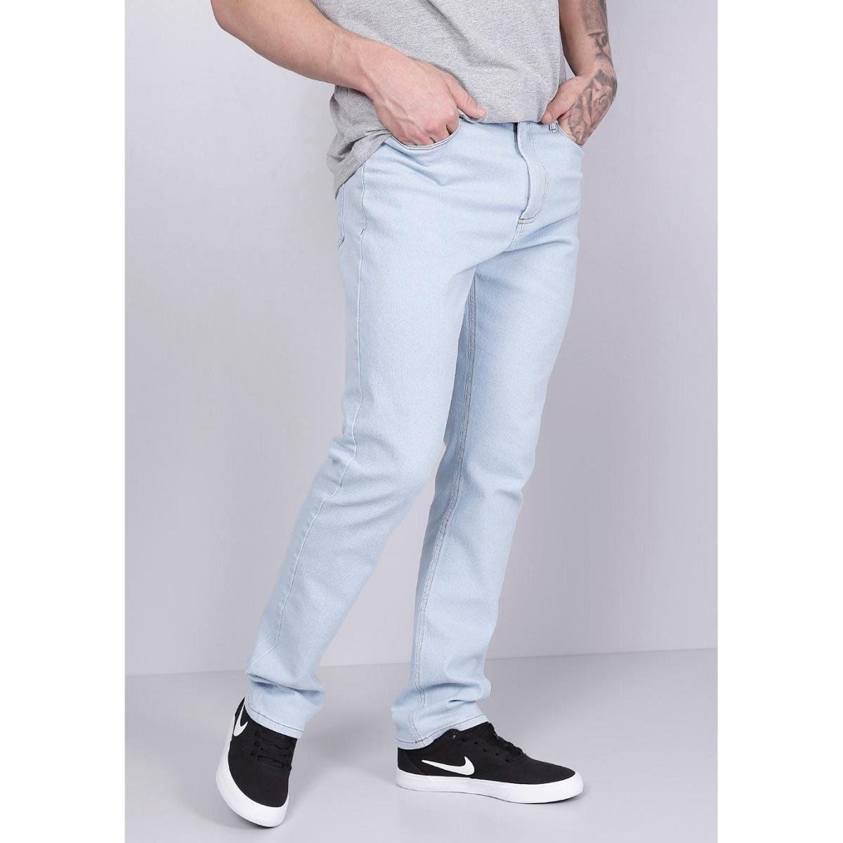 Calça Jeans Slim Delavê Claro Gang Masculina - Azul Menor preço em Calça Jeans Slim Delavê Claro Gang Masculina - Azul