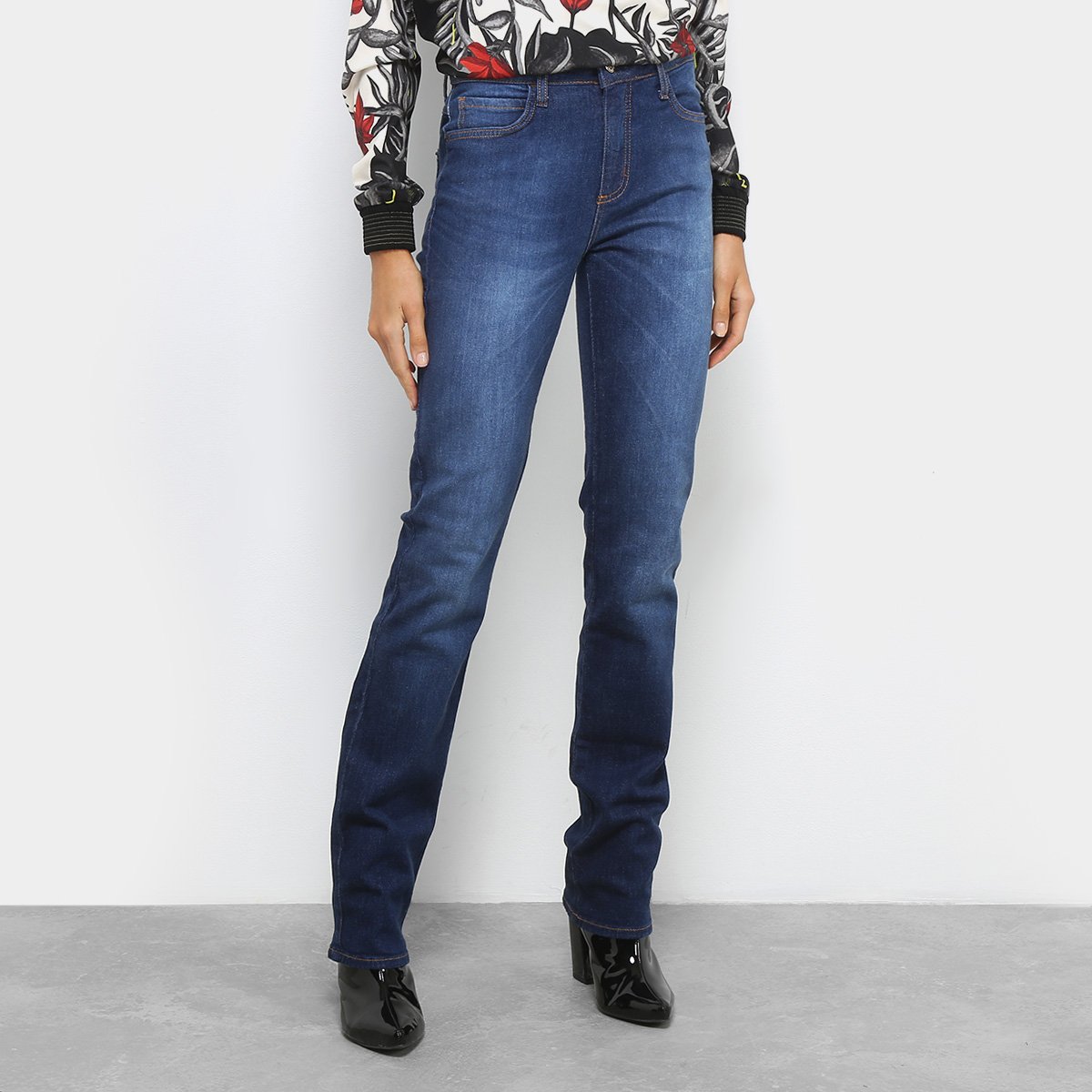 Calça Jeans Slim Forum Marisa Estonada Escura Cintura Alta Feminina - Jeans Menor preço em Calça Jeans Slim Forum Marisa Estonada Escura Cintura Alta Feminina - Jeans