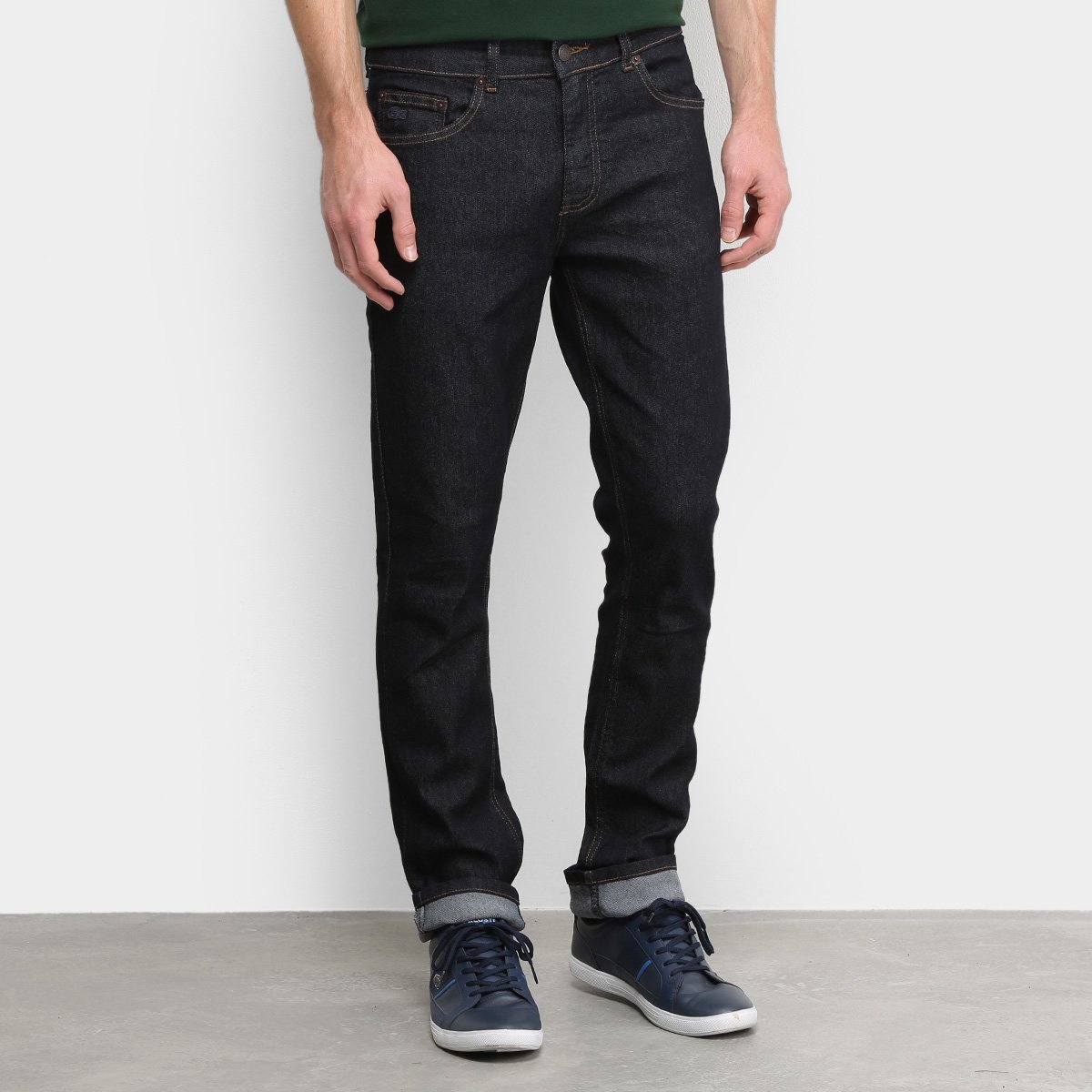 Calça Jeans Slim Lacoste Straight Fit Stone Masculina - Preto Menor preço em Calça Jeans Slim Lacoste Straight Fit Stone Masculina - Preto