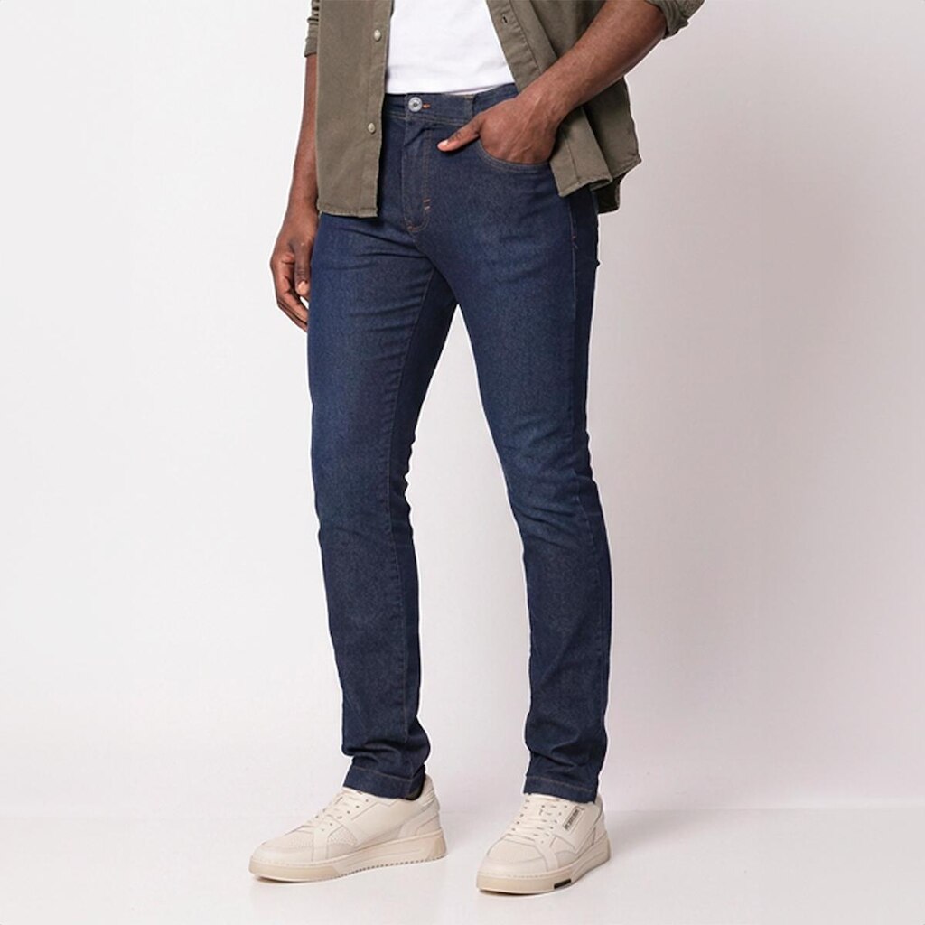 Calça Jeans Slim Masculina com Elastano Stretch Caimento Perfeito Casual Trabalho