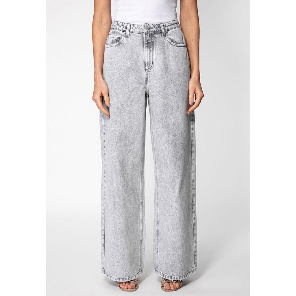 Calça Jeans Wide Leg Cinza Claro